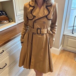 Anthropologie Tan Trench Coat with Black Trim
